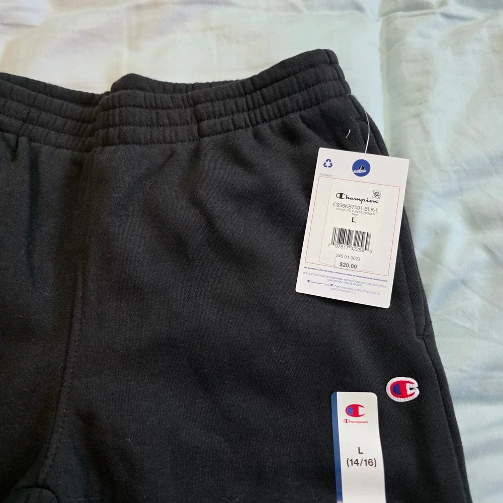 Champion Boys Signature Fleece Jogger Black Sweatpants C935KB7001-BLK-L NWT